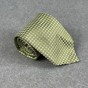 Grant Thomas Hand Sewn Silk Tie Green White Geometric Dot Necktie